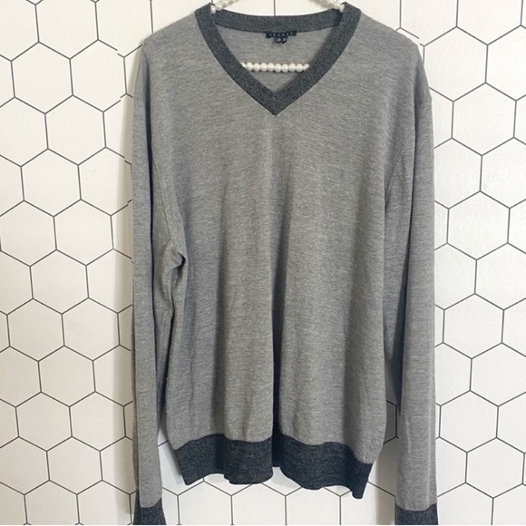 Theory Riland New Sovereign Slim Fit Gray V-Neck Sweater SIZE XXL - Picture 4 of 9